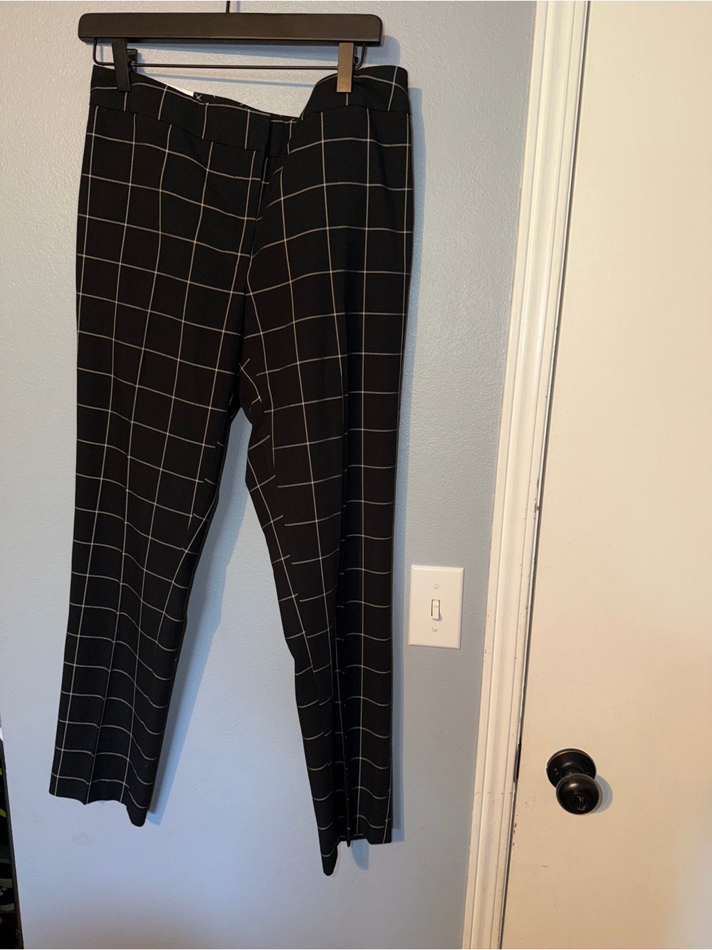 Calvin Klein Black Dress Pants with White Windowpane Check